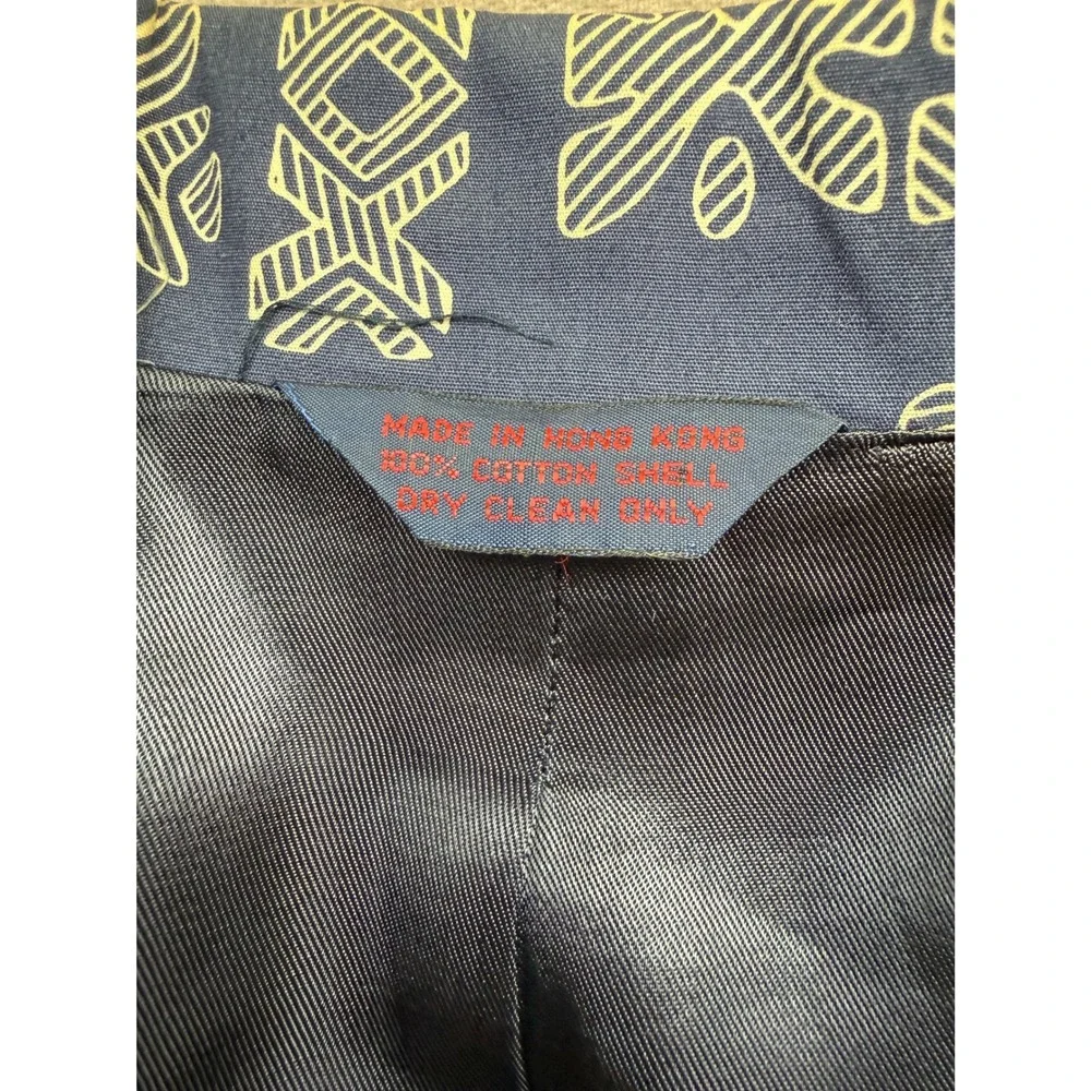 VTG Tori Richard Honolulu Indigo Blue Tribal Print Cotton Blazer Jacket N/S HK